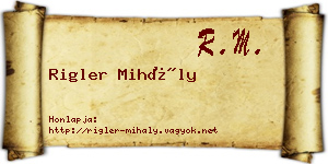Rigler Mihály névjegykártya